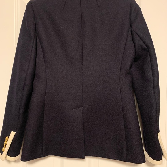 JCrew navy wool jacket with ivory piping - Picture 2 of 4